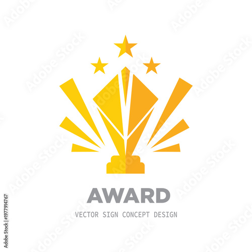 Award winner cup - logo icon on white background vector illustration. Statuette reward championship concept sign. Graphic design element.