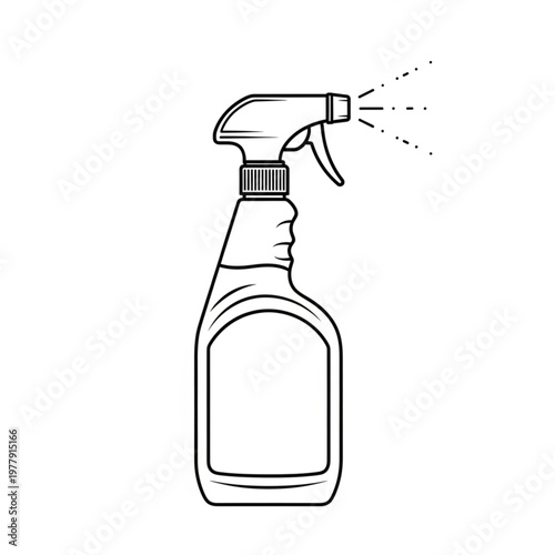 Spray bottle with nozzle spraying liquid.