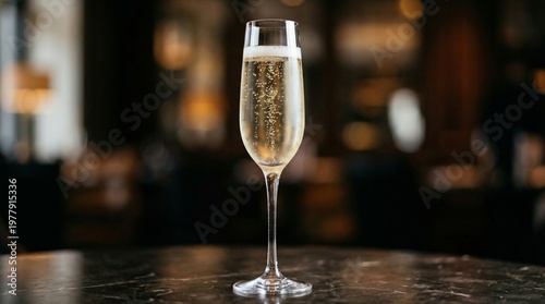 Wallpaper Mural Celebratory Toast, Champagne Glass, Upscale Restaurant, Photo, Elegant Interior, Close-Up Perspective, Luxury Atmosphere Torontodigital.ca