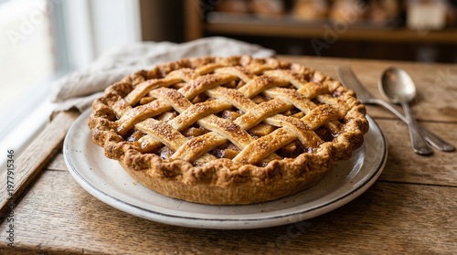 Wallpaper Mural Homemade Apple Pie, Cozy Kitchen, Food Photography, Warm Atmosphere, Close-Up View, Culinary Delight Torontodigital.ca