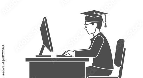 Graduate Student Using Computer.