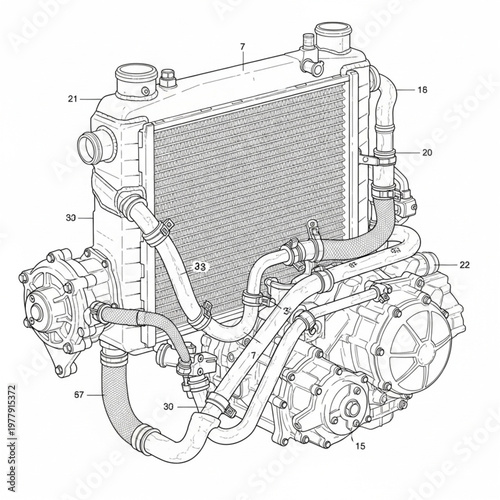 Car Radiator Cooling System Component.