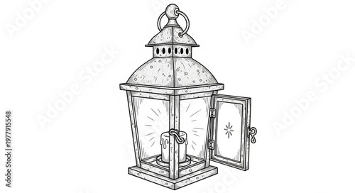 Detailed drawing of old lantern.