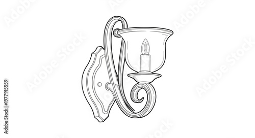 Detailed drawing of old lamp.