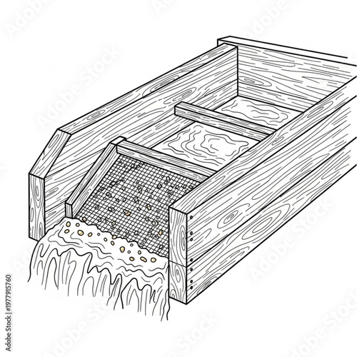 Gold panning sluice box equipment.