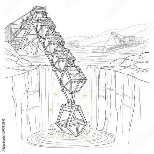 Large excavator digging into ground.