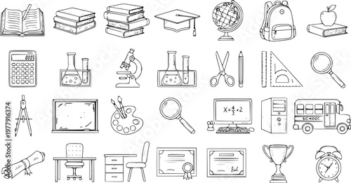 Back to School Doodle Icons: Hand-Drawn School Supplies