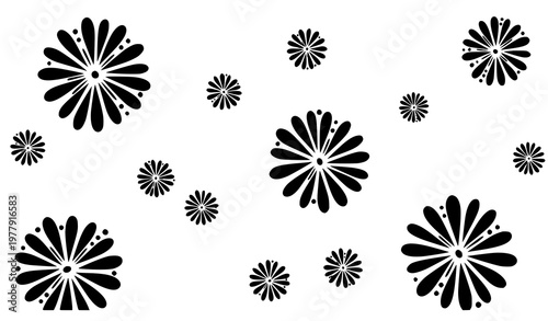 Abstract floral circle pattern with oval petals and dots modern vector illustration