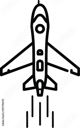 Military interceptor drone vertical takeoff flight concept vector illustration