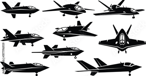 Stealth drone silhouettes collection for aerial security concepts