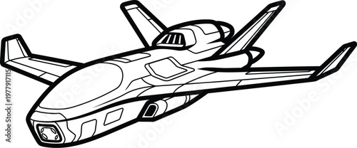 Drone interceptor schematic vector technical blueprint design concept
