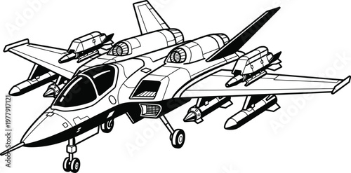 Drone interceptor schematic vector technical blueprint design concept