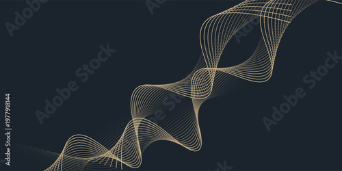 Abstract geometric vector curve lines shape in premium gold color isolated on transtransparent background. Dinamic flowing gold gradient wave pattern. Vector llustration