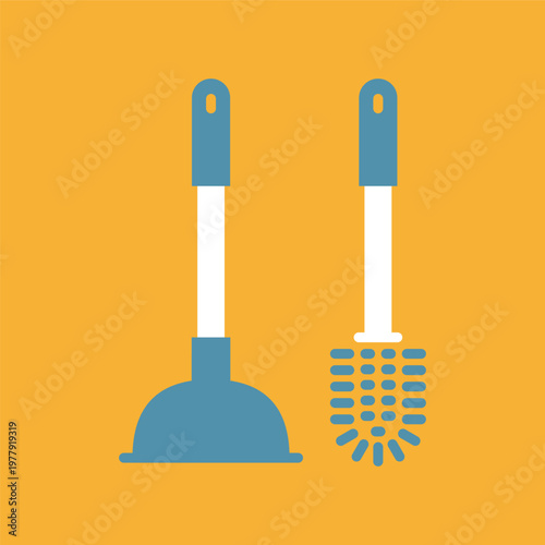 ラバーカップとブラシのシンプルなアイコン