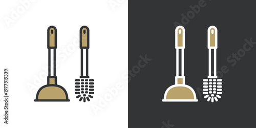 ラバーカップとブラシのシンプルなアイコン