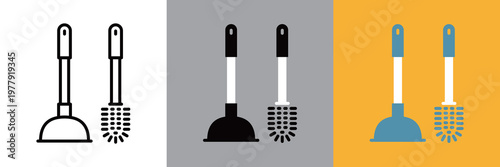 ラバーカップとブラシのシンプルなアイコン