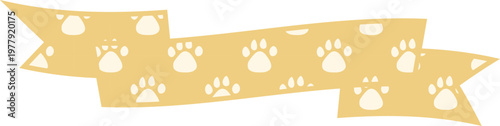 Ribbon Frame -1- Paw Pad - yellow, isolated on white background
