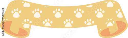 Ribbon Frame -4- Paw Pad - yellow, isolated on white background