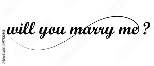 will you marry me hand written text icon, will you marry me lettering banner vector.