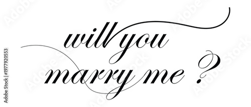 will you marry me hand written text icon, will you marry me lettering banner vector.