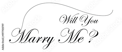 will you marry me hand written text icon, will you marry me lettering banner vector.