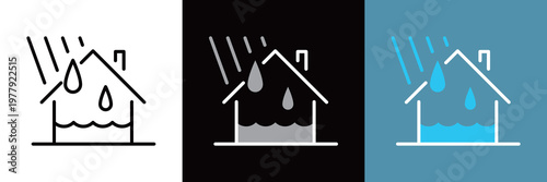 雨漏りしている家のアイコン