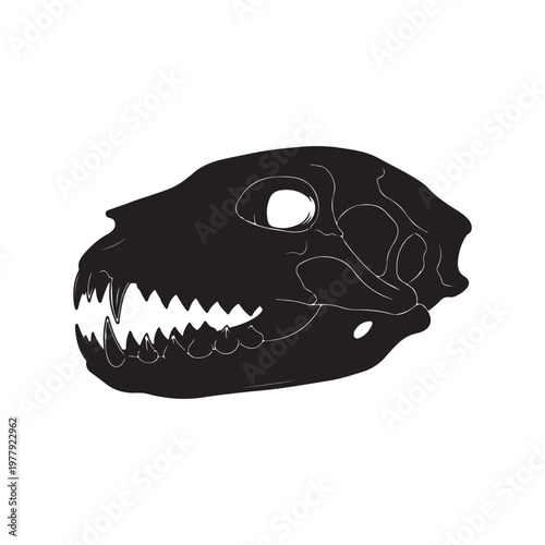 snake skull, black isolated silhouette
