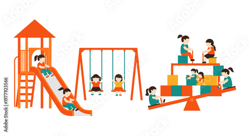 Children Playing on Playground Equipment 1.
