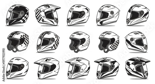 Collection of Motocross Helmets - A Variety of Designs and Styles.