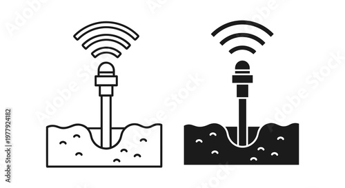 Waterproof sensor icons, wireless waterproof sensors, waterproof technology symbols, vector