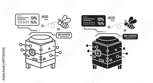 Beehive Infographic, Hive Diagram, Black and White Vector, Apiary Illustration, Insect Graph