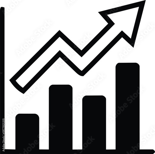 Growth analytics icon showing bar chart and rising arrow for success