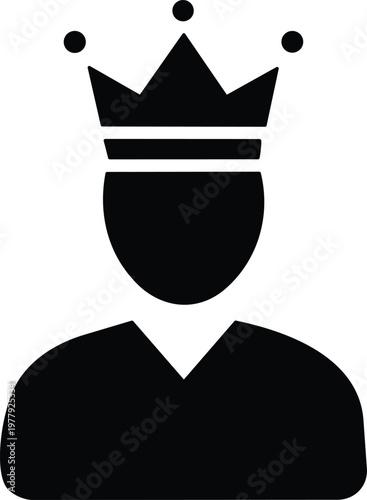 Leadership icon showing professional person with crown
