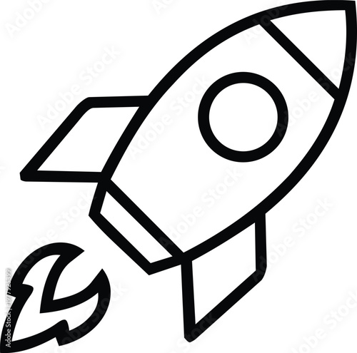 Startup launch icon with rocket ship representing new project