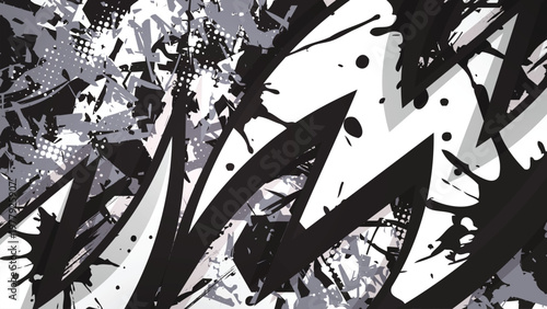 Abstract Racing Livery Background with Grunge Splatter and Sharp Edgy Shapes for Streetwear and Vehicle Wrap Vector Illustration