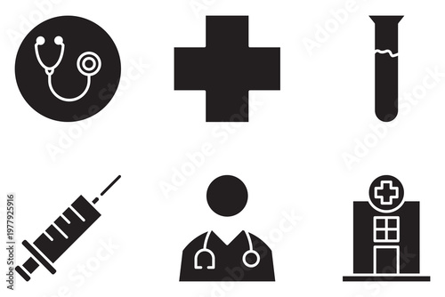 Doctor-related outline icon set. Hospital, Linear icon collection. Editable outline. Vector illustration.