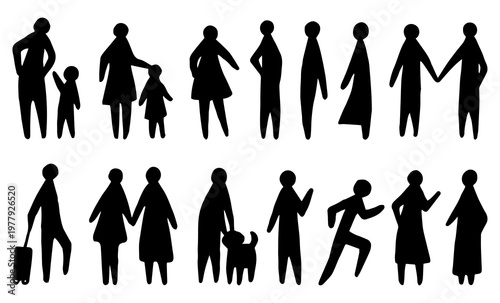Fotografie Hand draw Vector, png standing and acting of people for architectural, people sketching