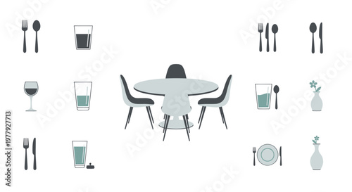 Modern Dining Set with Cutlery and Glasses, Minimalist Style