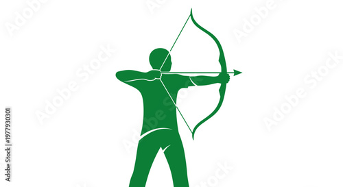 Man aiming bow and arrow.