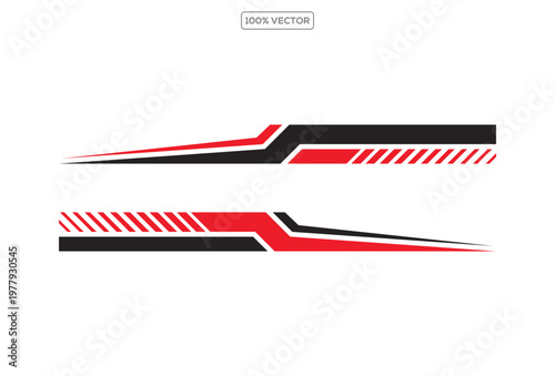 Automotive Sport Racing Stripe Sticker Set Car Vinyl Decal Vector Illustration