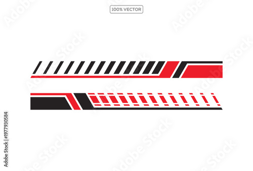 Sport Car Stripe Sticker Set Automotive Racing Vinyl Decal Collection Vector Illustration