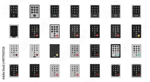 Collection of modern digital keypads and access control systems