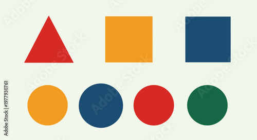 Geometric Shapes: Triangle, Squares, Circles in Primary and Secondary Colors