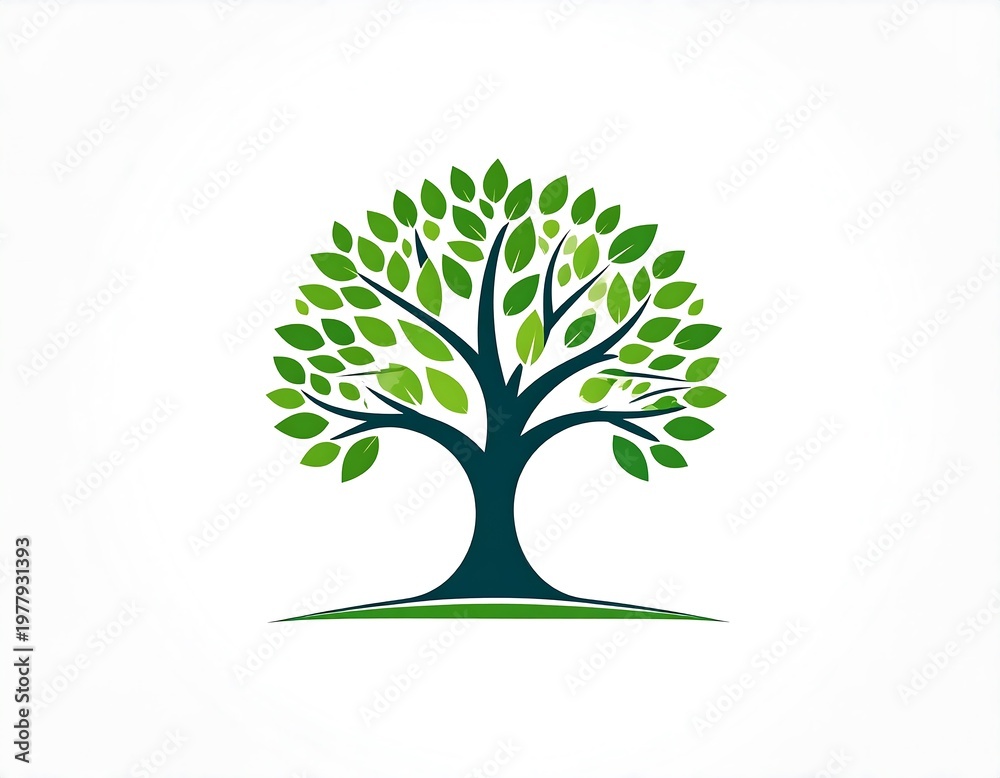 Obraz premium Stylized green tree illustration, symbolizing growth, nature, and ecology design