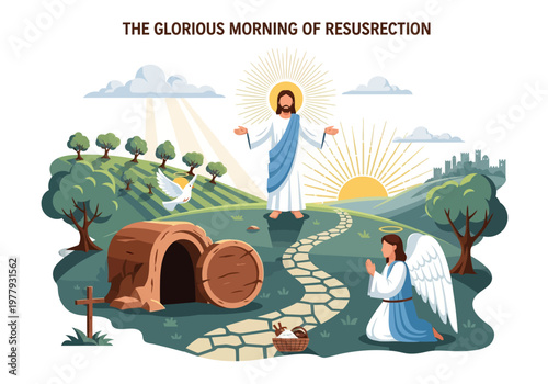 The Glorious Morning of Resurrection A Vector Illustration of Easter's Triumph