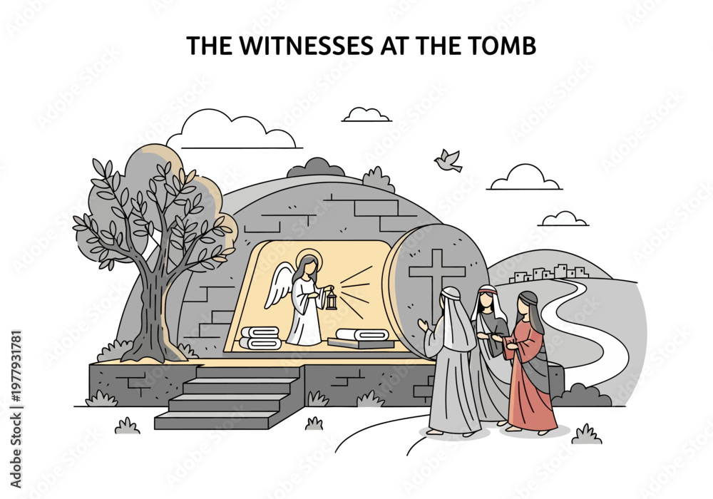 Fototapeta premium The Witnesses at the Tomb An Angel Reveals the Resurrection to Mary Magdalene and Other Women