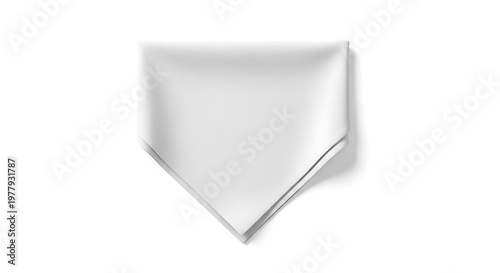 A pristine white pocket square elegantly folded and displayed on a clean white background showcasing its smooth texture