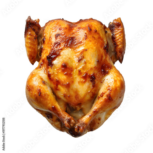 Whole roasted poultry isolated on transparent background, high resolution
