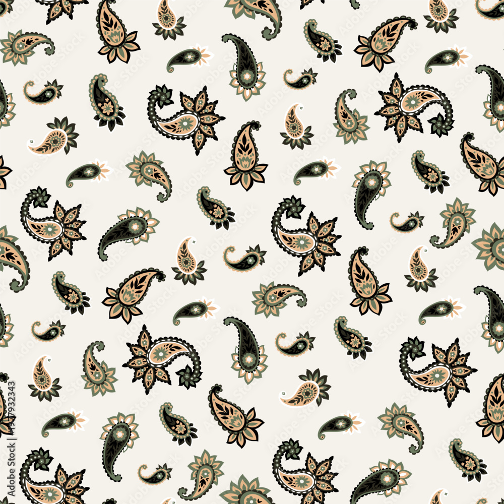 Fototapeta premium Light Tossed Oriental Teardrop Motif