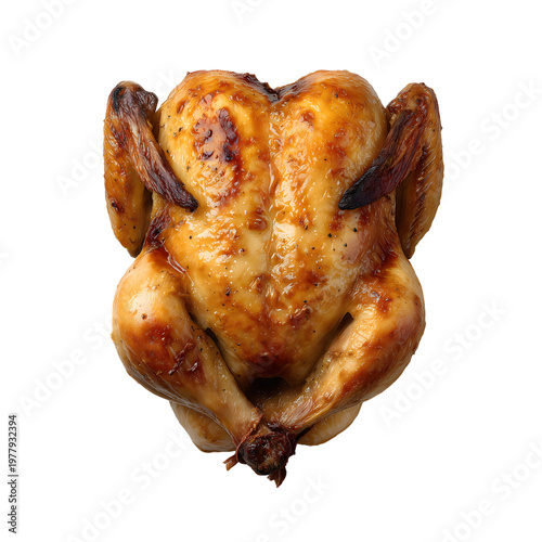Roast chicken isolated cutout on transparent background, png cutout